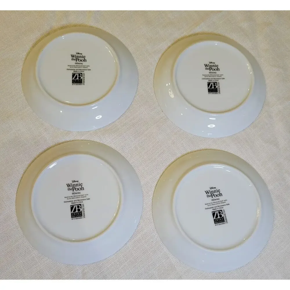 Disney Zrike Classic Winnie the Pooh 100 Acre Wood Map Plates Set of 4